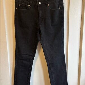 Tahari Olivia Mid-Rise Slim Straight Jeans in Black